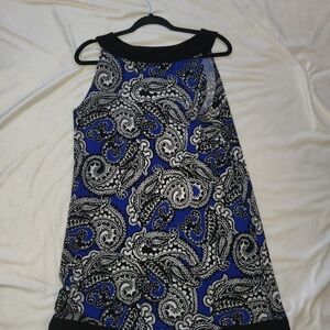 Paisley Print Mini Dress in Blue and Black